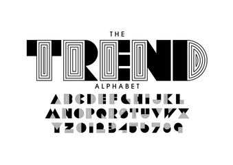 Vector of stylized modern font and alphabet