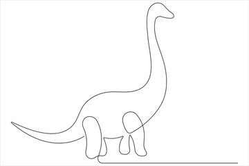 Continuous one line art drawing of dinosaur brachiosaurus outline vector illustration