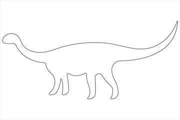 Continuous one line art drawing of dinosaur brachiosaurus outline vector illustration