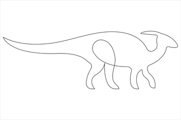Continuous one line art drawing of dinosaur brachiosaurus outline vector illustration