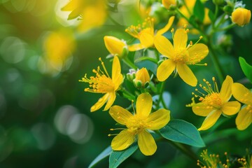 Yellow Blossom of St. John's Wort (Hypericum Perforatum) - Nature's Medicinal Wildflower