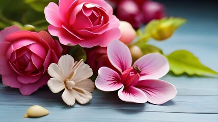 Obraz na płótnie Canvas frangipani flowers on wooden background