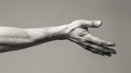 Wrist Stretch for Forearm and Hand. Closeup of Male Pulling and Bending Fingers to Relieve Pain