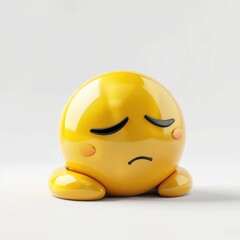 Resting Bliss: 3D Sleeping Emoji Isolated on White Background for Chat and Social Media