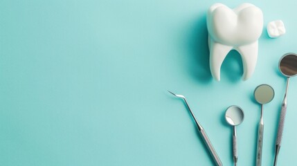 healthy dental equipment for dental care with text empty space