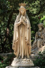 Obraz premium Statue of Our Lady of Fatima in Beautiful Marble Finish. Part of Historical Portuguese Church