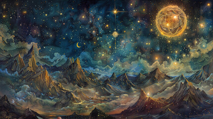 Celestial reveries of radiant dreams, painted upon the tapestry of the night sky with