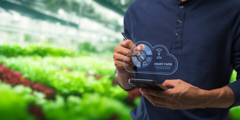 Smart Farm UI hologram system control, maintenance, displaying growth information Nutrients,...