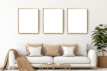 Elegant Minimalist Living Room with Armchairs and Blank Frames