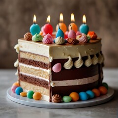 birthday cake with candles Dolce Vita Delights A Birthday Celebration in 8K Splendor