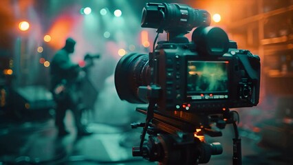 The lens on a person's shoulder is a computer with a completely green screen,generative ai