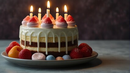 cake with candles Dolce Vita Delights A Birthday Celebration in 8K Splendor