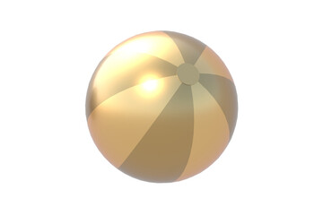 Golden beach ball isolated on white background. 3d render