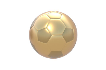 Golden football, soccer ball isolated on white background. 3d render