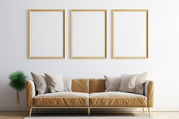 Elegant Minimalist Living Room with Armchairs and Blank Frames