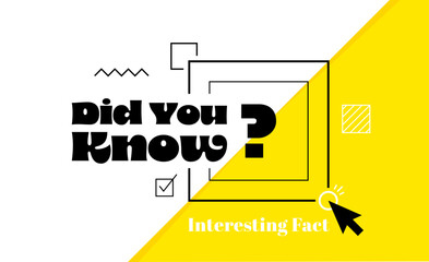 Did You Know banner design with question mark and arrow to find out interesting fact. Banner design for business and advertising. Vector illustration