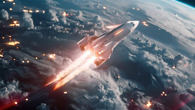 space rocket departing from earth. 4k video footage