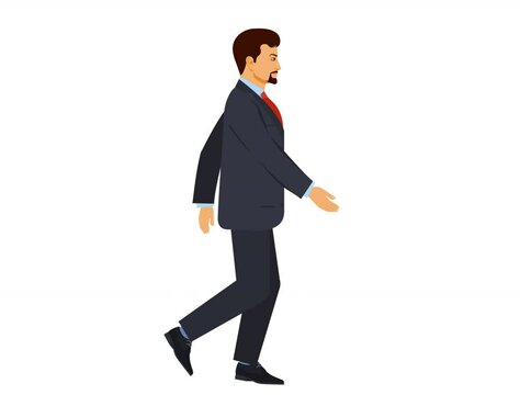 Business man walk cycle, man character walking animation