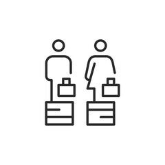 Gender Equality Salary icon. Simple representation of gender pay equity in the workplace. Suitable for discussions on financial fairness, HR policies, corporate equality programs. Vector illustration