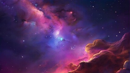 Obraz premium space galaxy in space background pink purple colors