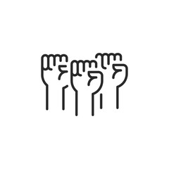 Raised Fists icon. Simple Raised Fists icon representing solidarity, unity, and collective strength. A powerful symbol for social movements, protests, and empowerment initiatives. Vector illustration