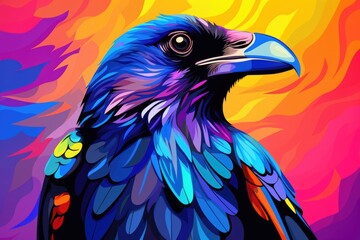 crow colorful animal illustration multicolor