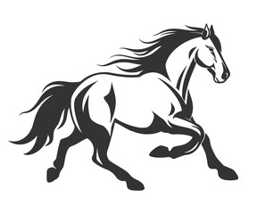 Obraz premium Black silhouette line horse on white background. Vector graphic. Logo animal, icon.