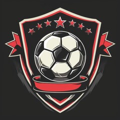 Soccer Crest. A Logotype inspired by sport. Football badge with ball, shield and banner in modern