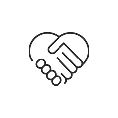 Heart Handshake icon. Simple Heart Handshake icon symbolizing friendship, partnership, trust. Ideal for representing unity, agreement, and love in business or personal relations. Vector illustration - obrazy, fototapety, plakaty