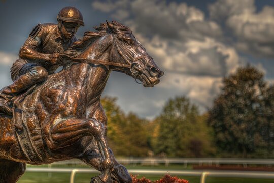 Iconic Secretariat: Statue of Legendary Thoroughbred Racehorse, Triple Crown Winner 