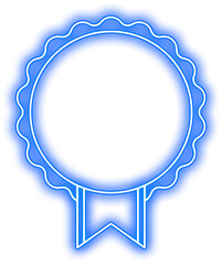 Blue Neon Award Badge Logo Design Element