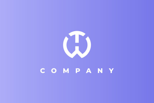 letter t and w circle modern logo
