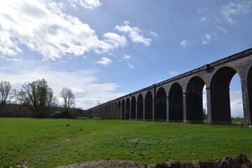 the arches of the harringworth viaduct (or welland viaduct) one of the longest railway viaducts...