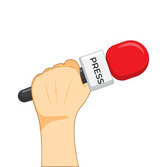 Vector illustration of mic in hand on transparent background