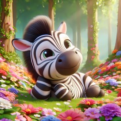 Fototapeta premium Cartoon Zebra