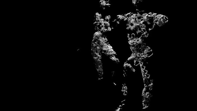 2D-animation. dancing with a rope of a multi colored couple a couple of silhouettes