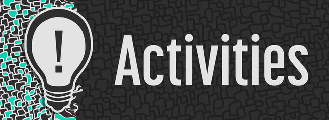 Activities Bulb Dark Turquoise Grid Text Horizontal 