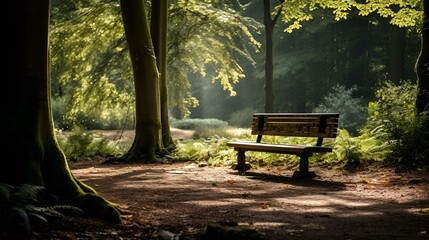 A park bench in the sunlight