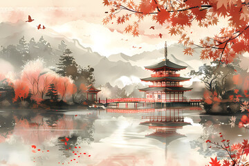  elegance of traditional Japanese art with a classic background illustration