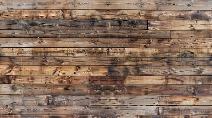 A detailed view of a wooden wall constructed with planks, showcasing the natural texture and patterns of the wood
