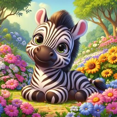 Naklejka premium Cartoon zebra