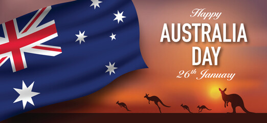 Australian Flag Banner with Happy Australia Day Text