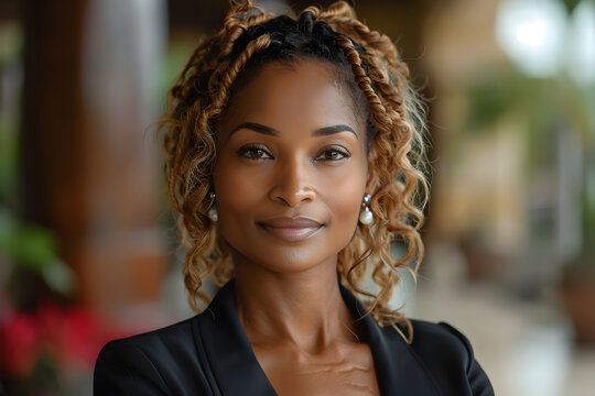 Stylish Black Woman in Suit and Bow Tie