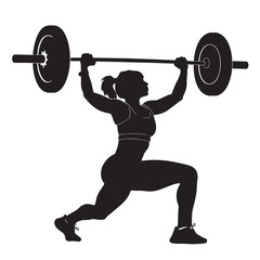 Vector silhouette of a weightlifting sports woman. Flat cutout icon