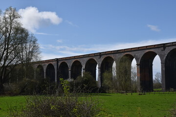 the arches of the harringworth viaduct (or welland viaduct) one of the longest railway viaducts across a valley in the uk