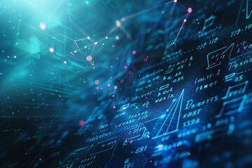 Abstract digital background featuring glowing data patterns and lines representing technology and communication in a futuristic setting