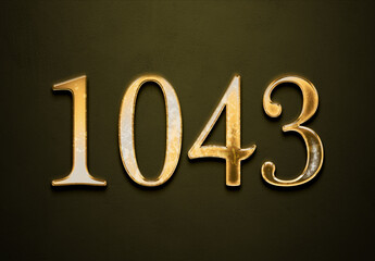 Old gold effect of year 1043 with 3D glossy style Mockup.