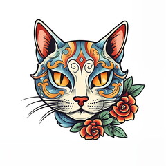 Fototapeta premium Cat - illustration for print or template for tattoo