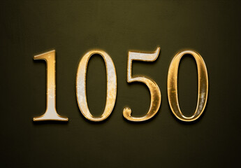 Old gold effect of year 1050 with 3D glossy style Mockup.