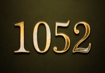 Old gold effect of year 1052 with 3D glossy style Mockup.